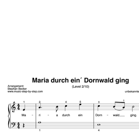 “Maria durch ein´ Dornwald ging” für Klavier (Level 2/10) | inkl. Aufnahme und Text by music-step-by-step