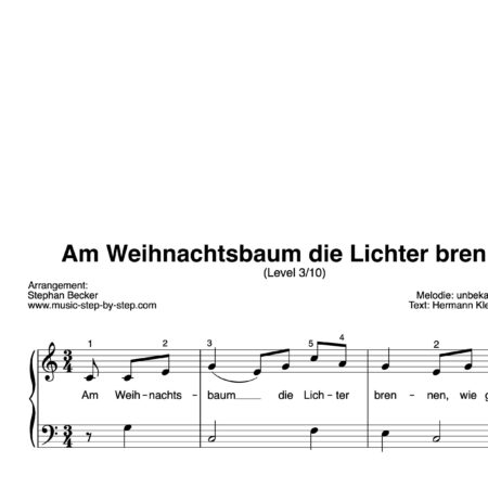 “Am Weihnachtsbaum die Lichter brennen” für Klavier (Level 3/10) | inkl. Aufnahme und Text by music-step-by-step