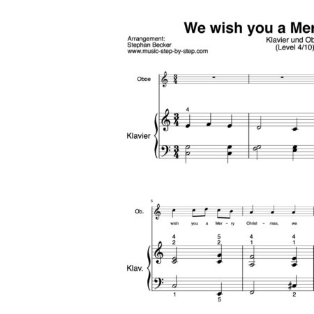 “We wish you a Merry Christmas” für Oboe (Klavierbegleitung Level 4/10) | inkl. Aufnahme, Text und Begleitaufnahme by music-step-by-step