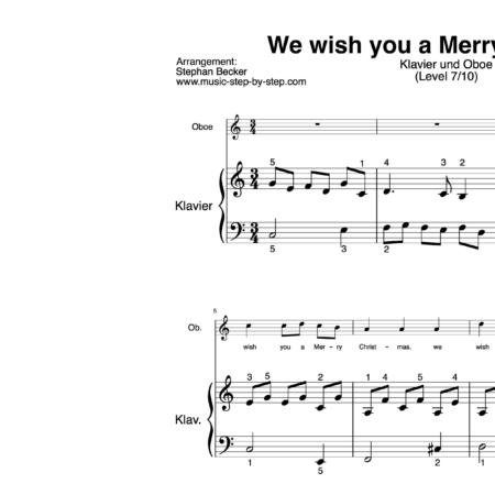 “We wish you a Merry Christmas” für Oboe (Klavierbegleitung Level 7/10) | inkl. Aufnahme, Text und Begleitaufnahme by music-step-by-step