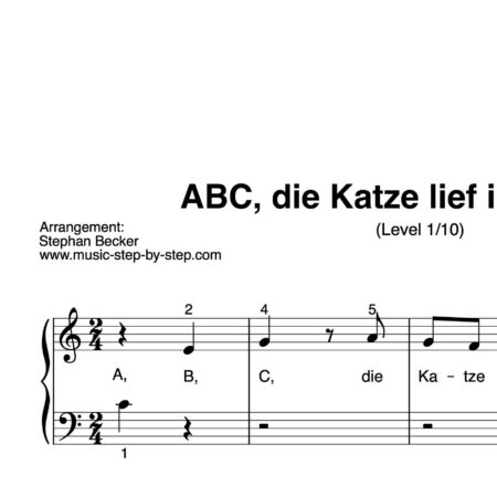 “ABC, die Katze lief im Schnee” für Klavier (Level 1/10) | inkl. Aufnahme und Text by music-step-by-step