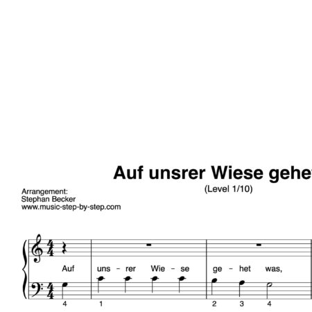 “Auf unsrer Wiese gehet was” für Klavier (Level 1/10) | inkl. Aufnahme und Text by music-step-by-step