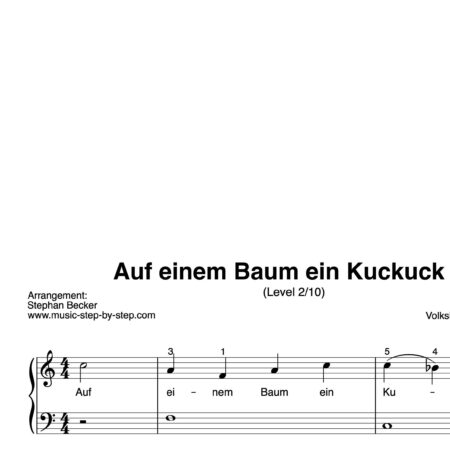 “Auf einem Baum ein Kuckuck saß” für Klavier (Level 2/10) | inkl. Aufnahme und Text by music-step-by-step