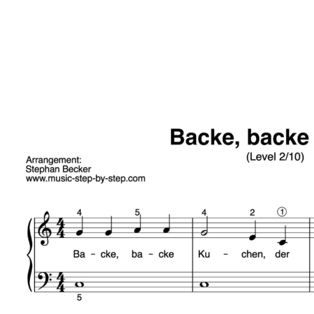 “Backe, backe Kuchen” für Klavier (Level 2/10) | inkl. Aufnahme und Text by music-step-by-step