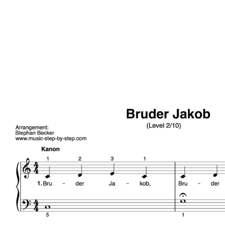 “Bruder Jakob” für Klavier (Level 2/10) | inkl. Aufnahme und Text by music-step-by-step