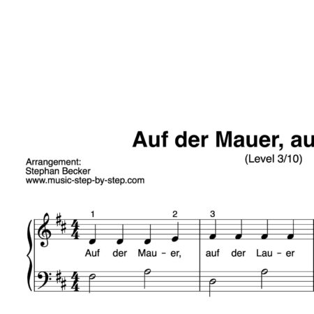 “Auf der Mauer auf der Lauer” für Klavier (Level 3/10) | inkl. Aufnahme und Text by music-step-by-step