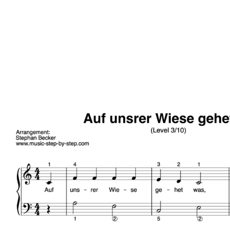 “Auf unsrer Wiese gehet was” für Klavier (Level 3/10) | inkl. Aufnahme und Text by music-step-by-step