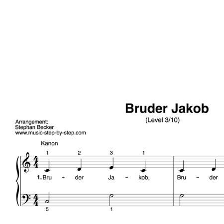 “Bruder Jakob” für Klavier (Level 3/10) | inkl. Aufnahme und Text by music-step-by-step