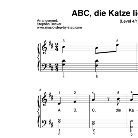 “ABC, die Katze lief im Schnee” für Klavier (Level 4/10) | inkl. Aufnahme und Text by music-step-by-step
