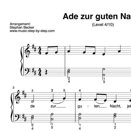 “Ade zur guten Nacht” für Klavier (Level 4/10) | inkl. Aufnahme und Text by music-step-by-step