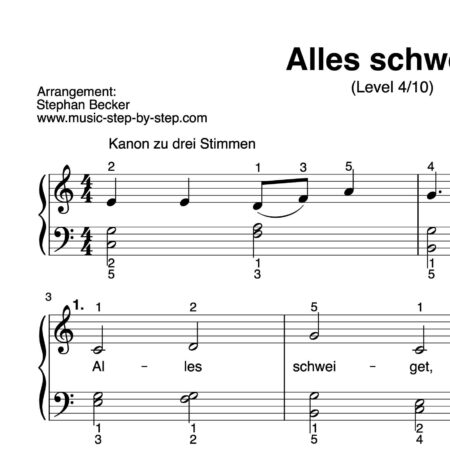 “Alles schweiget” für Klavier (Level 4/10) | inkl. Aufnahme und Text by music-step-by-step