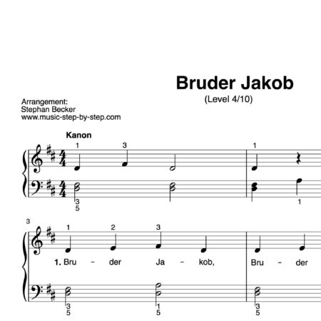 “Bruder Jakob” für Klavier (Level 4/10) | inkl. Aufnahme und Text by music-step-by-step