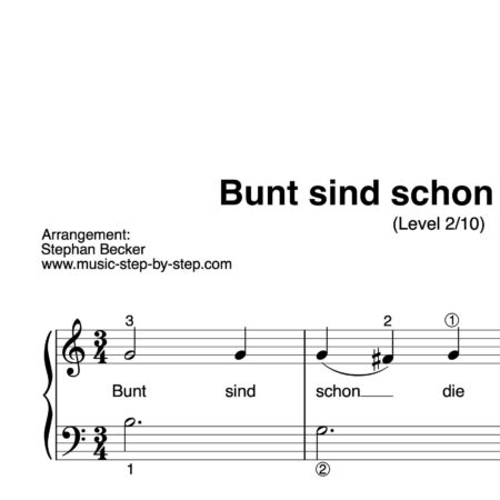 “Bunt sind schon die Wälder” für Klavier (Level 2/10) | inkl. Aufnahme und Text by music-step-by-step