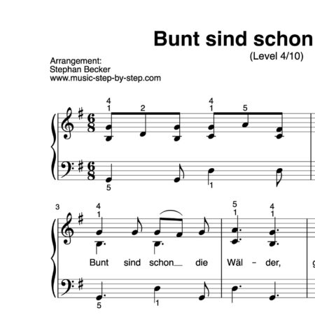 “Bunt sind schon die Wälder” für Klavier (Level 4/10) | inkl. Aufnahme und Text by music-step-by-step