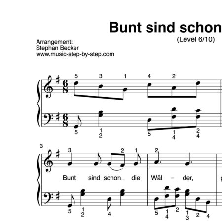 “Bunt sind schon die Wälder” für Klavier (Level 6/10) | inkl. Aufnahme und Text by music-step-by-step
