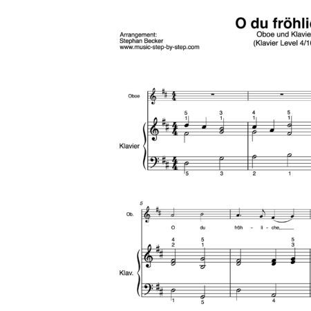 “O du fröhliche” für Oboe (Klavierbegleitung Level 4/10) | inkl. Aufnahme, Text und Begleitaufnahme by music-step-by-step