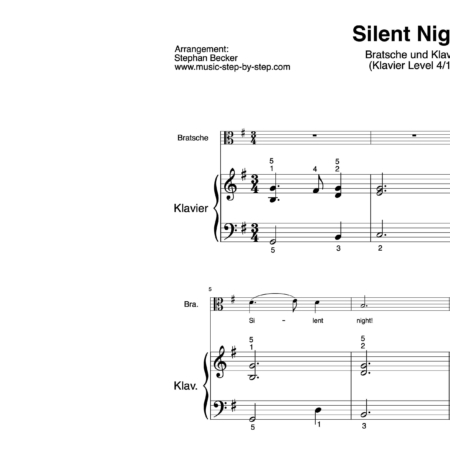 “Silent Night!” für Bratsche (Klavierbegleitung Level 4/10) | inkl. Aufnahme, Text und Begleitaufnahme by music-step-by-step