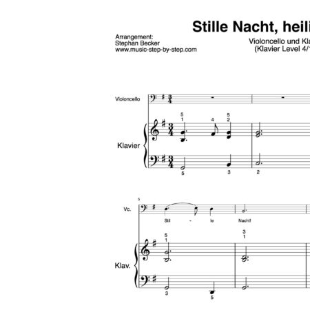 “Silent Night!” für Cello (Klavierbegleitung Level 4/10) | inkl. Aufnahme, Text und Begleitaufnahme by music-step-by-step
