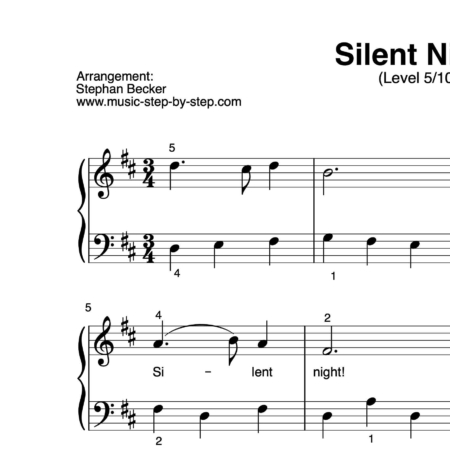 "Silent Night!" für Klavier (Level 5/10) | inkl. Aufnahme und Text music-step-by-step