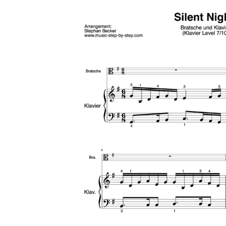 “Silent Night!” für Bratsche (Klavierbegleitung Level 7/10) | inkl. Aufnahme, Text und Begleitaufnahme by music-step-by-step