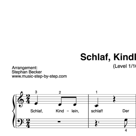 “Schlaf, Kindlein schlaf” für Klavier (Level 1/10) | inkl. Aufnahme und Text by music-step-by-step