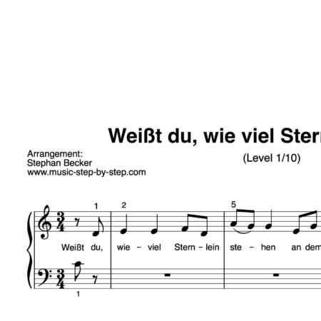 “Weißt du wieviel Sternlein stehen” für Klavier (Level 1/10) | inkl. Aufnahme und Text by music-step-by-step