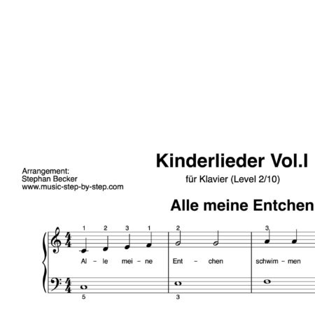 "Kinderlieder Vol.I" für Klavier (Level 2/10) | fünf Lieder inkl. Aufnahmen und Texte by music-step-by-step