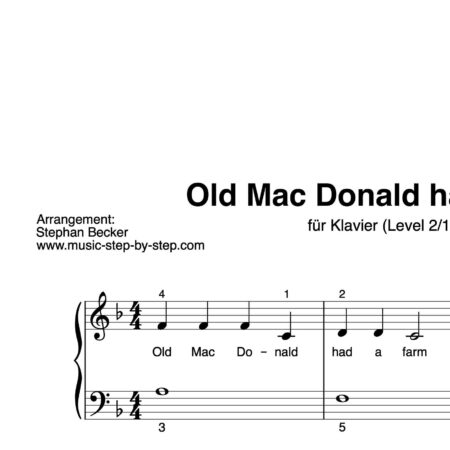 “Old Mac Donald had a farm” für Klavier (Level 2/10) | inkl. Aufnahme und Text by music-step-by-step