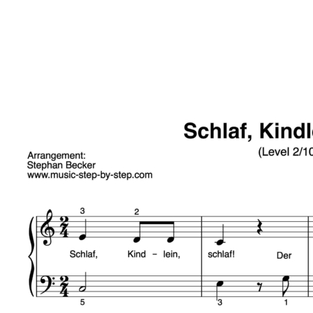 “Schlaf, Kindlein schlaf” für Klavier (Level 2/10) | inkl. Aufnahme und Text by music-step-by-step