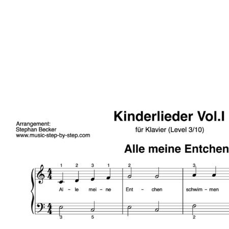 "Kinderlieder Vol.I" für Klavier (Level 3/10) | fünf Lieder inkl. Aufnahmen und Texte by music-step-by-step