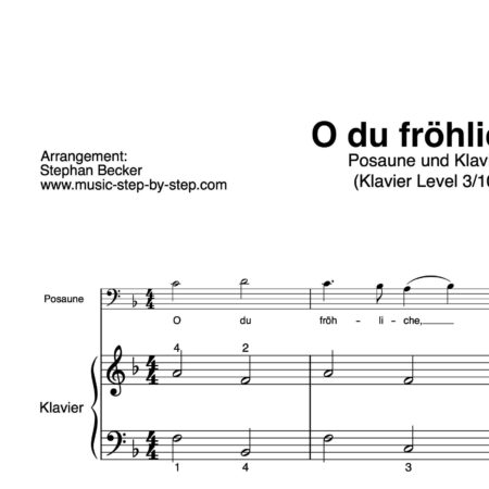 “O du fröhliche” für Posaune (Klavierbegleitung Level 3/10) | inkl. Aufnahme, Text und Begleitaufnahme