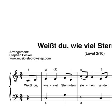 “Weißt du wieviel Sternlein stehen” für Klavier (Level 3/10) | inkl. Aufnahme und Text by music-step-by-step