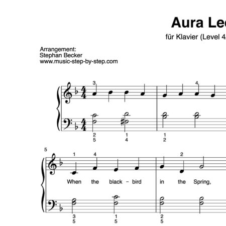 “Aura Lee” für Klavier (Level 4/10) | inkl. Aufnahme und Text by music-step-by-step