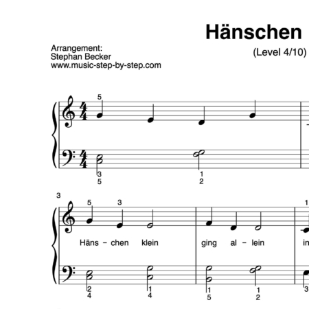 “Hänschen klein” für Klavier (Level 4/10) | inkl. Aufnahme und Text by music-step-by-step