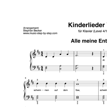 "Kinderlieder Vol.I" für Klavier (Level 4/10) | fünf Lieder inkl. Aufnahmen und Texte by music-step-by-step