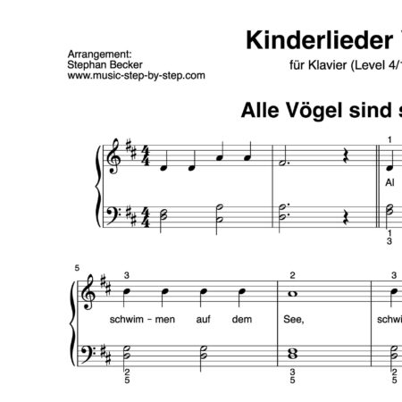 “Kinderlieder Vol.II” für Klavier (Level 4/10) | fünf Lieder inkl. Aufnahmen und Texte by music-step-by-step
