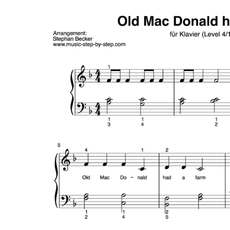 “Old Mac Donald had a farm” für Klavier (Level 4/10) | inkl. Aufnahme und Text by music-step-by-step