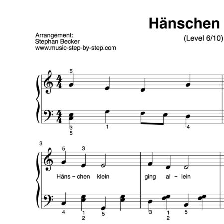 “Hänschen klein” für Klavier (Level 6/10) | inkl. Aufnahme und Text by music-step-by-step