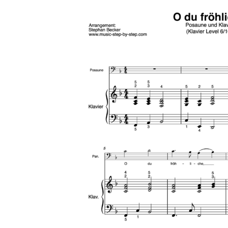 “O du fröhliche” für Posaune (Klavierbegleitung Level 6/10) | inkl. Aufnahme, Text und Begleitaufnahme by music-step-by-step
