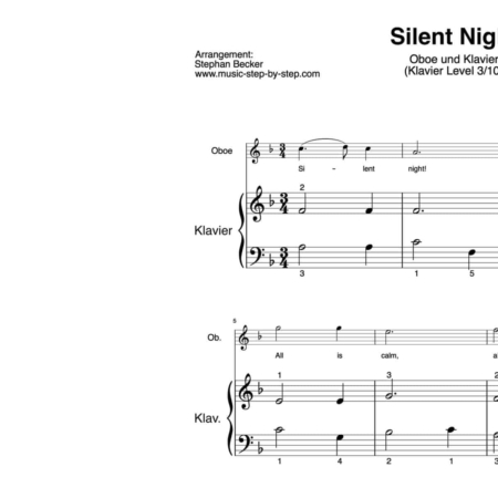 “Silent Night” für Oboe (Klavierbegleitung Level 3/10) | inkl. Aufnahme, Text und Begleitaufnahme by music-step-by-step