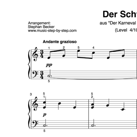 “Der Schwan" aus "Der Karneval der Tiere" für Klavier (Level 4/10) | inkl. Aufnahme by music-step-by-step