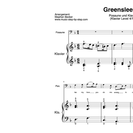 “Greensleeves” für Posaune (Klavierbegleitung Level 4/10) | inkl. Aufnahme, Text und Begleitaufnahme by music-step-by-step