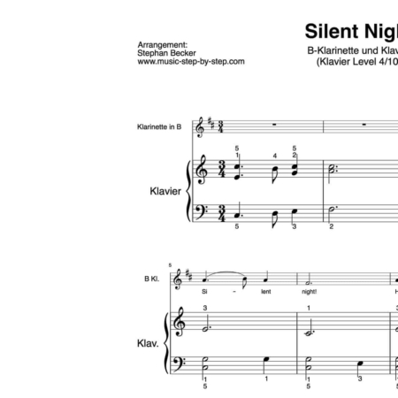 “Silent Night” für Klarinette in B (Klavierbegleitung Level 4/10) | inkl. Aufnahme, Text und Begleitaufnahme by music-step-by-step