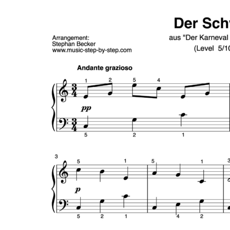 “Der Schwan" aus "Der Karneval der Tiere" für Klavier (Level 5/10) | inkl. Aufnahme by music-step-by-step
