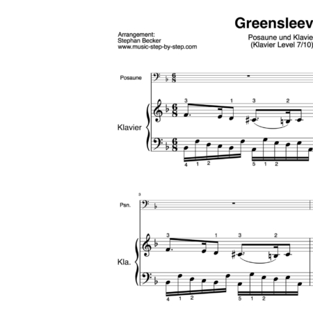 “Greensleeves” für Posaune (Klavierbegleitung Level 7/10) | inkl. Aufnahme, Text und Begleitaufnahme by music-step-by-step