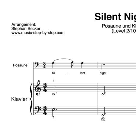 “Silent Night” für Posaune (Klavierbegleitung Level 2/10) | inkl. Aufnahme, Text und Begleitaufnahme by music-step-by-step