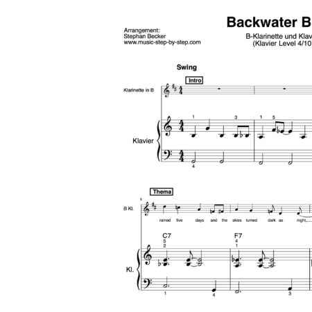 “Backwater Blues” für Klarinette in B (Klavierbegleitung Level 4/10) | inkl. Aufnahme, Text, Begleitaufnahme und Solo by music-step-by-step