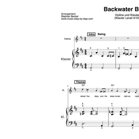 “Backwater Blues” für Geige (Klavierbegleitung Level 4/10) | inkl. Aufnahme, Text, Begleitaufnahme und Solo by music-step-by-step