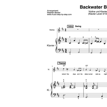 “Backwater Blues” für Geige (Klavierbegleitung Level 4/10) | inkl. Aufnahme, Text, Begleitaufnahme und Solo by music-step-by-step