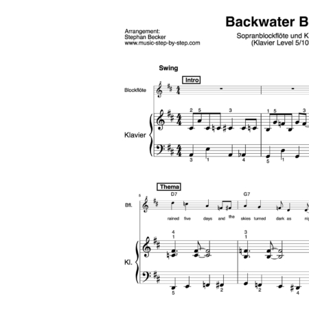 “Backwater Blues” für Sopranblockflöte (Klavierbegleitung Level 5/10) | inkl. Aufnahme, Text und Begleitaufnahme by music-step-by-step